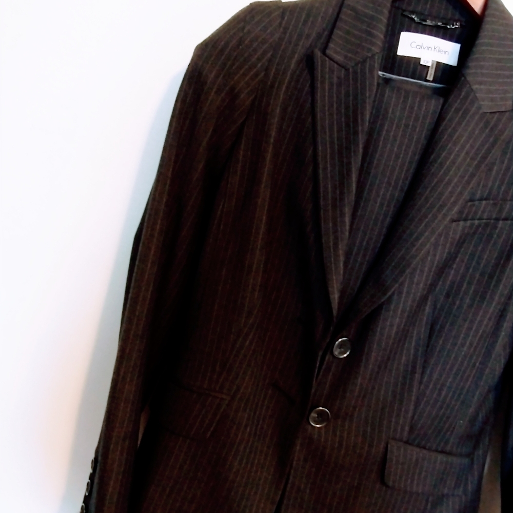 Calvin Klein Charcoal Pinstripe Jacket - Picture 6 of 6